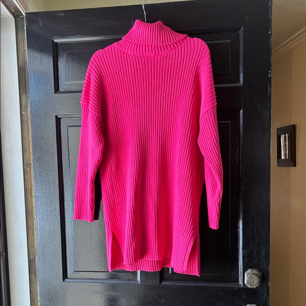 Women's Pink Turtleneck Sweater Dress